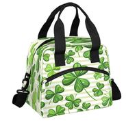 CURLYOOT St.patrick's Day Insulated Lunch Bag for Women Men Adults, Clover Branches Green Leaves Lunch Box with Adjustable Shoulder Strap Reusable Lunch Tote Bag Cooler Bag for Work Picnic Camping