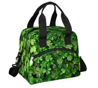 CURLYOOT St. Patrick's Day Insulated Lunch Bag for Women Men Adults, Green Lucky Clover Lunch Box with Adjustable Shoulder Strap Reusable Lunch Tote Bag Cooler Bag for Work Picnic Camping