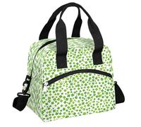 CURLYOOT St. Patrick's Day Insulated Lunch Bag for Women Men Adults, Green Shamrock Clover Leaves Lunch Box with Adjustable Shoulder Strap Reusable Lunch Tote Bag Cooler Bag for Work Picnic Camping