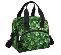 CURLYOOT St. Patrick's Day Insulated Lunch Bag for Women Men Adults, Green Shamrocks Lunch Box with Adjustable Shoulder Strap Reusable Lunch Tote Bag Cooler Bag for Work Picnic Camping