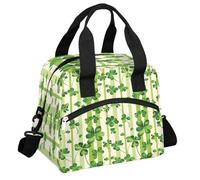 CURLYOOT St.patrick's Day Insulated Lunch Bag for Women Men Adults, Spring Green Shamrock Lunch Box with Adjustable Shoulder Strap Reusable Lunch Tote Bag Cooler Bag for Work Picnic Camping
