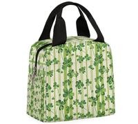 CURLYOOT St.patrick's Day Lunch Bag for Women and Men Spring Green Shamrock Lunch Tote Bag Reusable Lunch Box Insulated Cooler Bag for Work Picnic Travel Beach