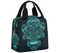 CURLYOOT Sugar Skull Mexican Lunch Bag for Women and Men Day of The Dead Lunch Tote Bag Reusable Lunch Box Insulated Cooler Bag for Work Picnic Travel Beach