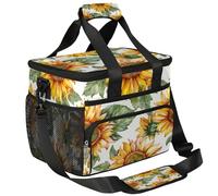 CURLYOOT Sunflower Large Reusable Lunch Bag for Women and Men, Floral Farmhouse Country Insulated Leakproof Lunch Box for Picnic Hiking Beach, Freezable Cooler Tote Bag Organizer