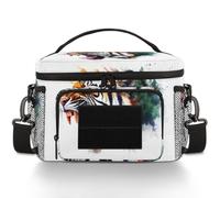 CURLYOOT Tiger Powerful Animals Wildlife Tactical Lunch Bag Large Insulated Lunch Box for Women Men, Leakproof Cooler Bag with Shoulder Strap, Lunchbox for Work Picnic Travel
