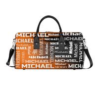 CURLYOOT Travel Duffle Bag Gym Bags for Men Women Lightweight Travel Weekender Overnight Carry-On Sports Yoga Bag, Orange Black Print, Large, Modern
