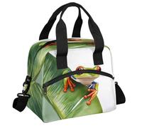 CURLYOOT Tropical Frog Palm Leaf Insulated Lunch Bag for Women Men Adults, Lunch Box with Adjustable Shoulder Strap Reusable Lunchs Tote Bags Cooler Bag for Work Picnic Camping
