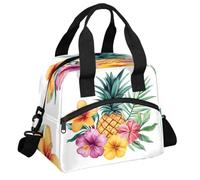 CURLYOOT Tropical Pineapple Fuit Plant Insulated Lunch Bag for Women Men Adults, Lunch Box with Adjustable Shoulder Strap Reusable Lunchs Tote Bags Cooler Bag for Work Picnic Camping