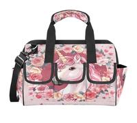 CURLYOOT Unicorn Floral Tool Bag for Men and Women, 14.8inch Heavy Duty Tools Tote Organizer Bags, Waterproof Tool box Storage Bag with Adjustable Shoulder Strap
