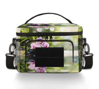 CURLYOOT Zen with Flower Stones Tactical Lunch Bag Large Insulated Lunch Box for Women Men, Leakproof Cooler Bag with Shoulder Strap, Lunchbox for Work Picnic Travel