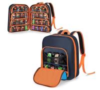 CURMIO Carrying Case Compatible with Monster Jam/Hot Wheels Trucks, Toy Cars Storage Backpack for 1:64 Scale Monster Truck, Holds Up to 37 Toy Trucks, Dark Blue (Bag Only)