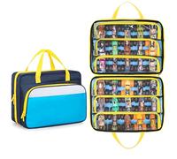 CURMIO Carrying Case Compatible with Monster Jam Trucks, Toy Cars Organizer Storage for 1:64 Scale Monster Truck, Holds Up to 34 Toy Trucks, Dark Blue (Bag Only)