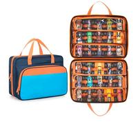 CURMIO Carrying Case Compatible with Monster Jam Trucks, Toy Cars Organizer Storage for 1:64 Scale Monster Truck, Holds Up to 34 Toy Trucks, Dark Blue (Bag Only)