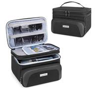 CURMIO Carrying Case for Clippers, Double Layer Hair Cutting Barber Supplies Storage Bag Compatible with Hatteker/Wahl/Andis/Ufree and Most Other Standard Men Hair Trimmer Kits, Black