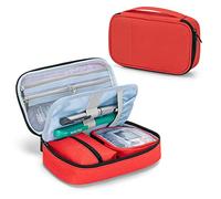 CURMIO Diabetic Supplies Bag for Glucose Meter, Medication, Insulin Pens and Other Diabetes Care Supplies, Diabetes Travel Organizer Case with Detachable Pouches, Red(Bag Only)