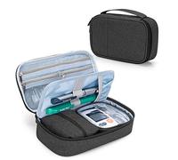 CURMIO Diabetic Supplies Bag for Glucose Meter, Medication, Insulin Pens and Other Diabetes Care Supplies, Diabetes Travel Organizer Case with Detachable Pouches, Black(Bag Only)