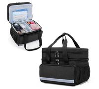CURMIO Double Layer First Aid Bag Empty, Family Trauma Bag, Emergency Medical Kits Bag, Medicine Storage Bag for Home and Travel, Black (Patented Design)