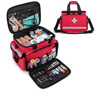 CURMIO Emergency Medical Supplies Bag, Home Health Aid Bag with Shoulder Strap for Nurse, Physical Therapists, Doctors, Home Health Staffs, Bag ONLY, Red (Patented Design)