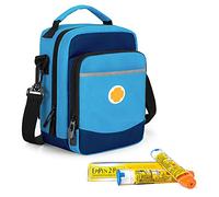 CURMIO Insulated Epipen Carrying Case, Medicine Supplies Bag with Shoulder Strap for 2 EpiPens, Auvi-Q, Spacer, Vials, Nasal Spray, Asthma Inhaler, Allergy Medicine Travel Bag, Blue