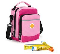 CURMIO Insulated Epipen Carrying Case, Medicine Supplies Bag with Shoulder Strap for 2 EpiPens, Auvi-Q, Spacer, Vials, Nasal Spray, Asthma Inhaler, Allergy Medicine Travel Bag, Pink