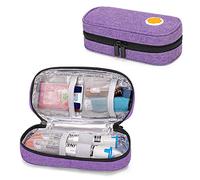 CURMIO Insulated Epipen Carrying Case, Portable Medicine Supplies Bag for 2 EpiPen, Auvi-Q, Syringes, Vials, Nasal Spray, Home and Travel, Purple (Patented Design)
