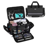 CURMIO Nurse Bag, Medical Bag Clinical Bag with Inner Dividers and No-Slip Bottom for Home Visits, Health Care, Hospice, Fits for Nursing Students, Physical Therapists, Doctors, Black