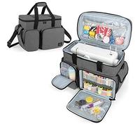 CURMIO Sewing Machine Carrying Case, Universal Tote Bag with Bottom Base Feet Pad Compatible with Most Standard Sewing Machine and Accessories, Grey (Bag Only)