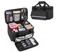 CURMIO Small First Aid Bag Empty, Family First Aid Kit Case, Medicine Storage Organiser Box for Home and Travel, Black(Patent Pending)