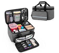 CURMIO Small First Aid Bag Empty, Family First Aid Kit Case, Medicine Storage Organiser Box for Home and Travel, Grey(Patent Pending)