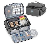 CURMIO Small First Aid Bag Empty, Family First Aid Kit Organiser Case with Mini Travel Medicine Pouch, Medicine Storage Bag for Home and Travel, Grey (Patent Pending)