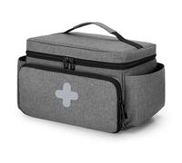 CURMIO Small Medicine Storage Bag Empty, Family First Aid Organiser Box for Emergency Medical Kits, Grey(Empty Bag, Patent Pending)