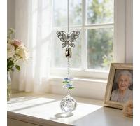 Curntiy Butterfly Crystal Catcher Mini Urn for Ashes Keepsake Suncatcher with Small Cremation Holder,Hanging Memorial Decor mini urn,1.2 Inches Tiny urn for Human or Pet Ashes Sharing Memorial Urn