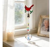 Curntiy Cardinal Crystal Catcher Mini Urn for Ashes Keepsake Suncatcher with Small Cremation Holder,Hanging Memorial Decor mini urn,1.2 Inches Tiny urn for Human or Pet Ashes Sharing Memorial Urn