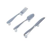 Curqia 1 Set Silver Cutlery-Shaped Handle Pull Creative Cabinet Door Pulls with 8 Screws -76mm/3" Hole Center
