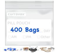 CURRAVAX Pill Bags for Travel Pack of 400 - BPA Free 3 x 2.75 inch Pill Pouch - Pill Pouches for Medicine with Write on Label -Clear Ziplock Pill Baggies for Travel Medicine Organizer