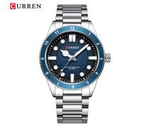 CURREN 8450 Men's Quartz Watch Business Blue Green Clock Analog Display Stainless Steel Strap Wrist Watches for Male C