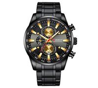 Curren Black Gold Watch for Men Fashion Quartz Sports Wristwatch Chronograph Clock Date Watches Stainless Steel Male Watch, black black, Chronograph,Quartz Movement