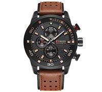 CURREN Men's Sports Waterproof Leather Strap Wrist Watch 8250 (brown), brown, Classic