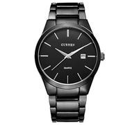 CURREN Men's Watches Classic Black/Silver Steel Band Quartz Analog Wrist Watch with Date for Man, black black, Classic