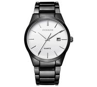 CURREN Men's Watches Classic Black/Silver Steel Band Quartz Analog Wrist Watch with Date for Man …, black white