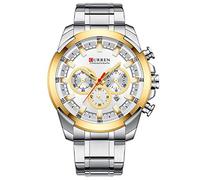 CURREN Men's Wristwatch Multiple Time Zone Date Display Steel Business Analog Clock Silver 8361
