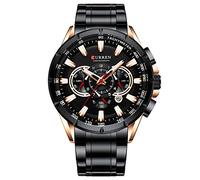 Curren Men's Wristwatch Three Sub Dials Date Display Steel Sport Quartz Clock Black 8363