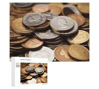 Currency Coin 500 Piece Jigsaw Puzzle for Adults Challenging Puzzles for Cognitive Workout Unique Shaped Jigsaw Puzzle Relaxing Gift Home Wall Decor