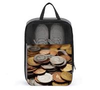 Currency Coin Shoe Bag for Travel Water-Resistant Shoe Pouch for Gym Portable Sneaker Bag with Zipper Travel Luggage Shoes Organizer Soccer Cleats Bag for Gym, Luggage