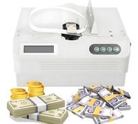 Currency Strapping Tool, Intelligent Banknote Bundler, Automatic Money Packer, 30 Bundles/Min, Counting Function, Adjustable Tape Length, for Banknotes, Tags, Receipts, Bills(Machine+3 Rolls)
