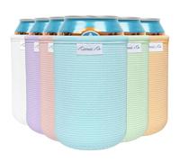 Current Co. Beer Can Cooler Sleeves (6 Pack) Soft Insulated Neoprene Beer Coolies for Cans & Bottles - HTV Vinyl Compatible Drink Coolies - Bulk Blank Can Cozy Set - Standard 12 Oz Drink Koolies