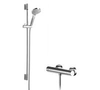 Current Round Bar Valve & Slimline Slide Rail Shower Set - Chrome - Balterley