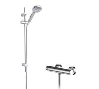 Current Round Bar Valve & Water Saving Slide Rail Kit Shower Set - Chrome - Balterley