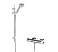 Current Round Bar Valve & Water Saving Slide Rail Kit Shower Set - Chrome - Balterley