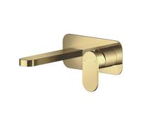 Balterley Current Round Wall Mounted 2 Tap Hole Basin Mixer Tap - Brushed Brass in Gold Balterley Gold